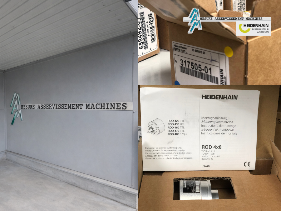 Produits de la gamme Heidenhain et entrée des locaux de chez M.A.M